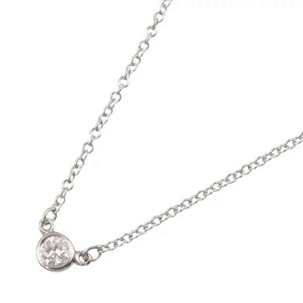 Tiffany Co By the Yard Necklace Platinum Diamond Silver Clear Tone